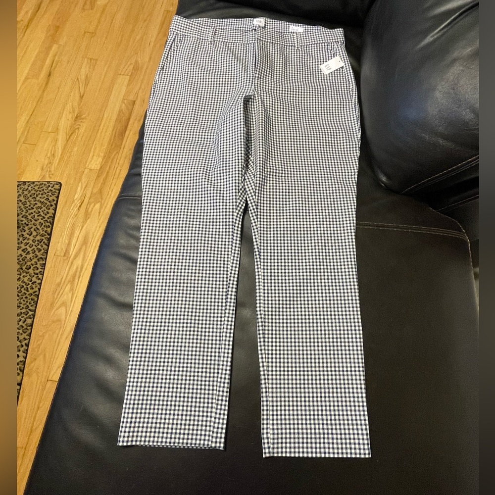 GAP Blue and White Checkered Straight Leg Pants